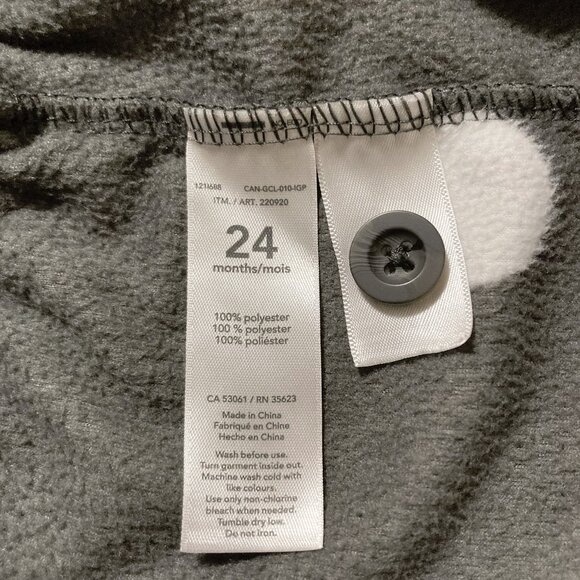 CARTER'S Toddlers' dark grey and white hooded jacket w/ animal ears ~ 18M - 24M - Picture 10 of 12